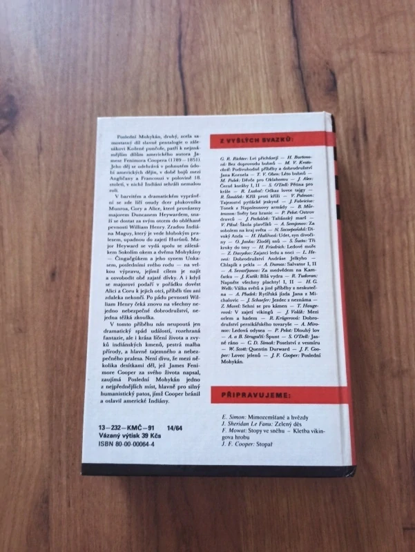 JAMES FENIMORE COOPER - Poslední mohykán