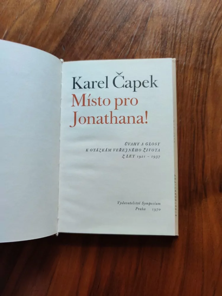 KAREL ČAPEK - Místo pro Jonathana!