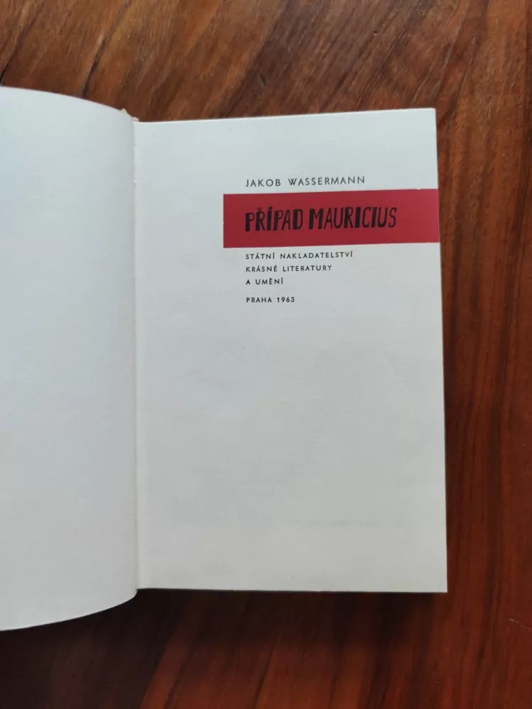 JAKOB WASSERMANN - Případ Mauricius