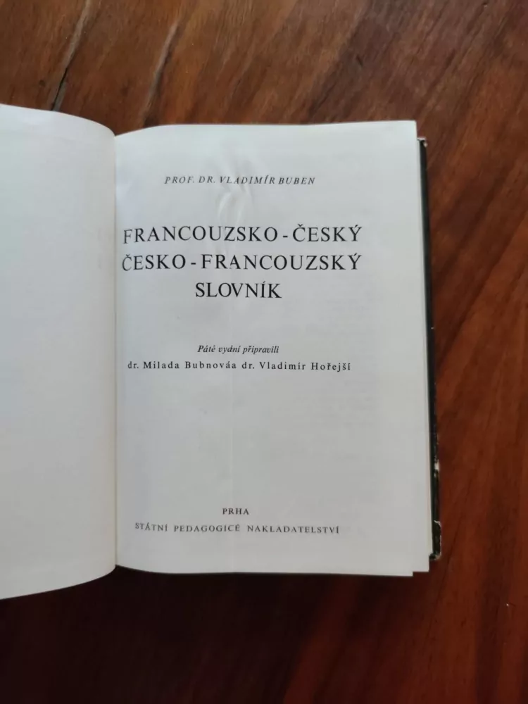 VLADIMÍR BUBEN - Francouzsko-český, česko-francouzský slovník, část česko - francouzská