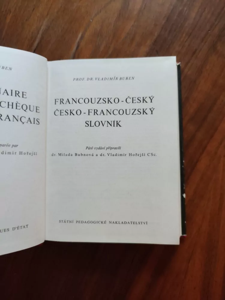 VLADIMÍR BUBEN - Francouzsko-český, česko-francouzský slovník, část francouzsko - česká