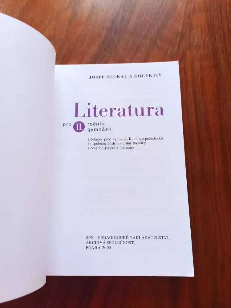 JOSEF SOUKAL - Literatura pro II. ročník gymnázií