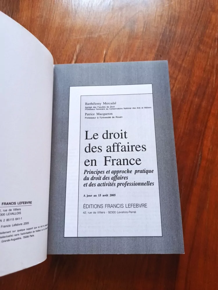 Barthélémy Mercadal, Patrice Macqueron - Le droit des affaires en France