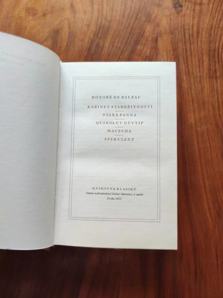 HONORÉ de BALZAC - Kabinet starožitností / Stará panna / Quinolův důvtip / Macecha / Spekulant