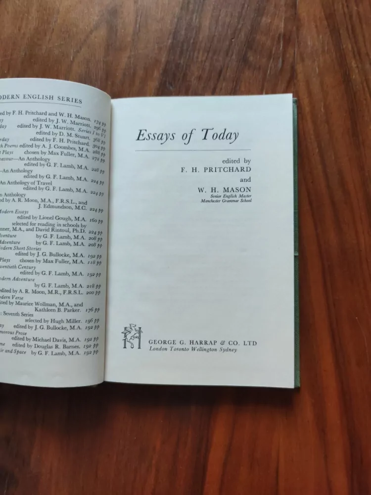 F. H. PRITCHARD, W. H. MASON - Essays of Today