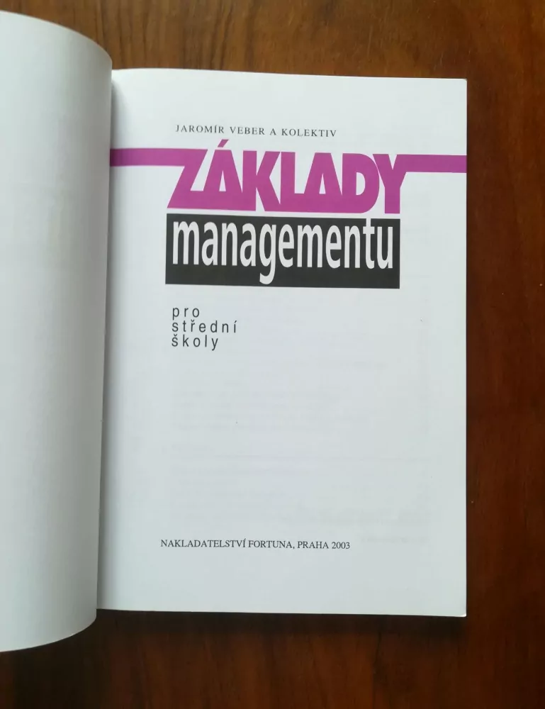 JAROMÍR VEBER - základy managementu – pro střední školy
